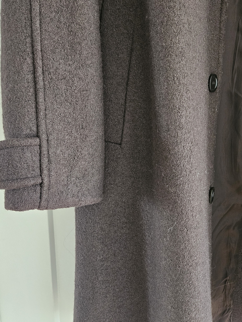 H&M Dark Brown Wool-Blend Car Coat Sz Large Oversized - Picture 4 of 6